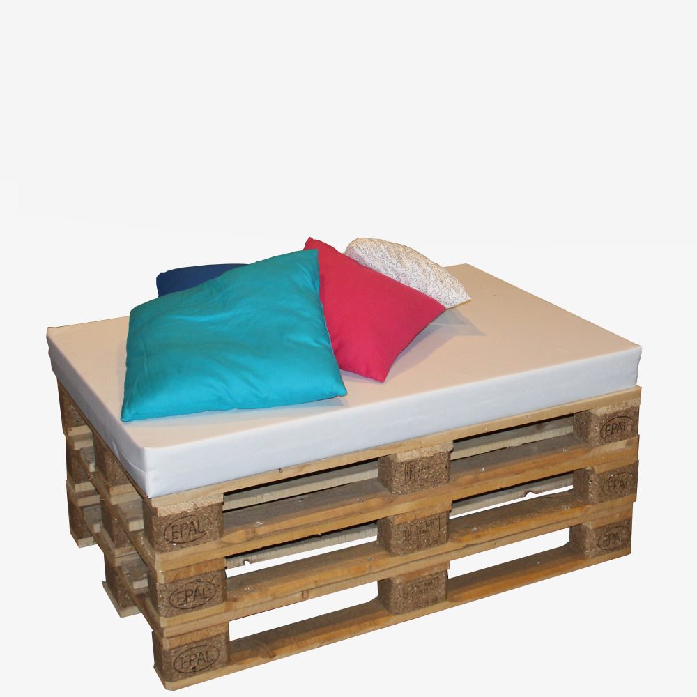 Formuleren betrouwbaarheid Democratie Loungeblok pallet 80 x 120 cm incl. wit kussen - Berkelland Verhuur